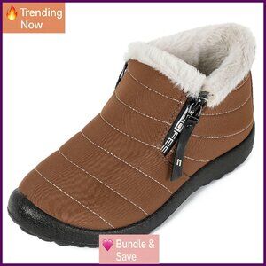 Women's Winter Ankle Boots Warm Faux Fur Lined Waterproof Non-Slip Snow Boots